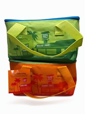 2026 NWT Trader Joe's Insulated MINI Cooler Bag Set in Lime Green & Orange